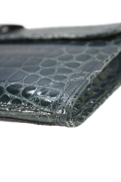 Hermes Womens Bleu Izmir Crocodilus Niloticus Jige Elan Clutch Handbag