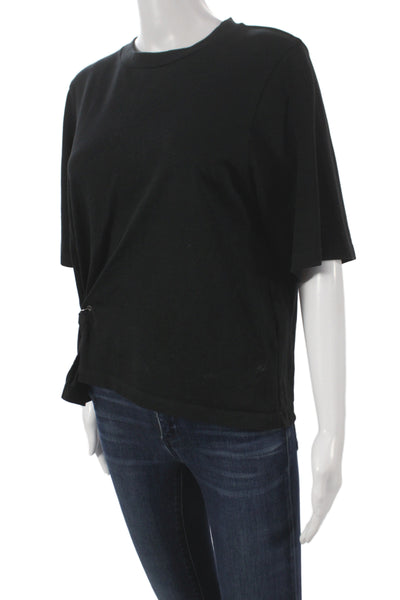 3.1 Phillip Lim Womens Jersey TShirt Black Cotton Crew Neck Short Sleeve Size S
