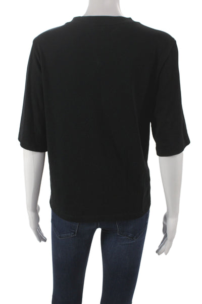 3.1 Phillip Lim Womens Jersey TShirt Black Cotton Crew Neck Short Sleeve Size S