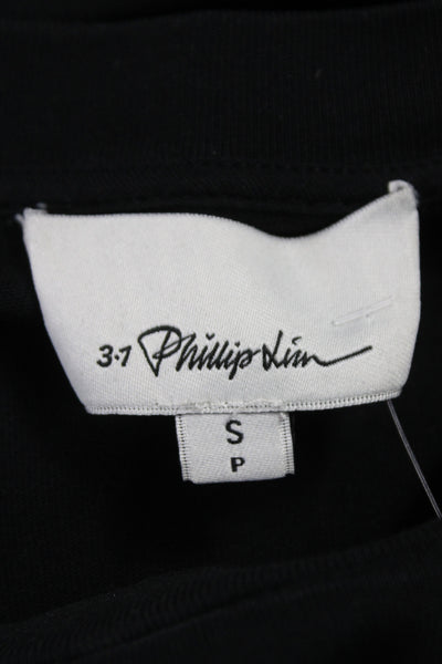 3.1 Phillip Lim Womens Jersey TShirt Black Cotton Crew Neck Short Sleeve Size S