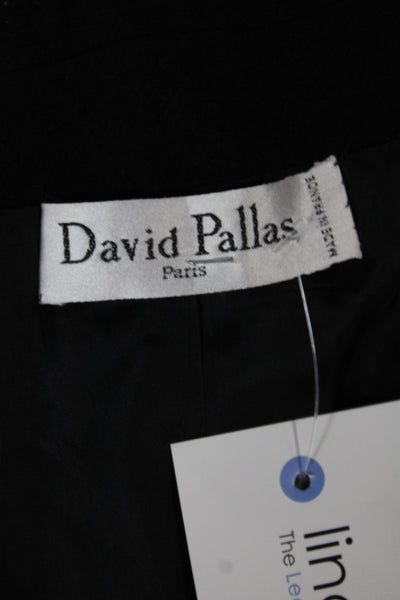 David Pallas Womens Overcoat Black Wool Button Long Sleeve Classic Size S
