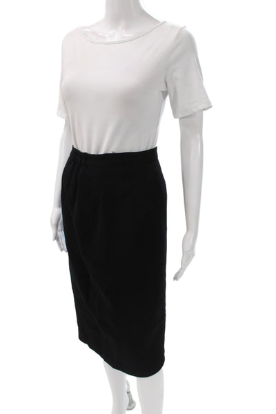 Le Tailleur Women Skirt Suit Black Floral Turtleneck Wool Long Sleeve Size 2