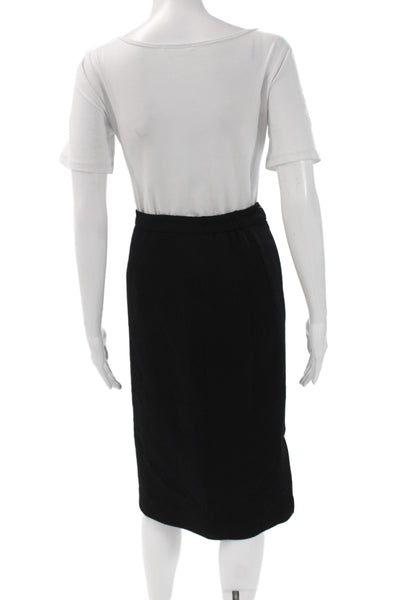 Le Tailleur Women Skirt Suit Black Floral Turtleneck Wool Long Sleeve Size 2