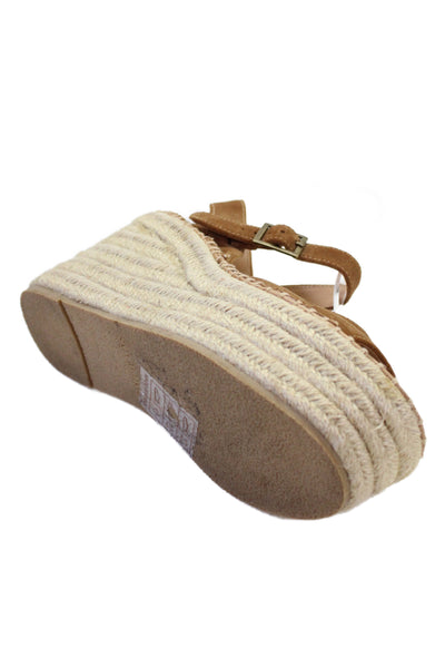 Soludos Womens Suede Platform Slingbacks Espadrille Wedges Brown Size 6.5