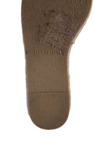 Soludos Womens Suede Platform Slingbacks Espadrille Wedges Brown Size 6.5