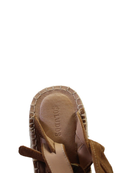Soludos Womens Suede Platform Slingbacks Espadrille Wedges Brown Size 6.5