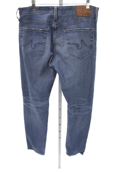 AG Adriano Goldschmied Mens Straight Blue Jeans Cotton Blend Button Size 34