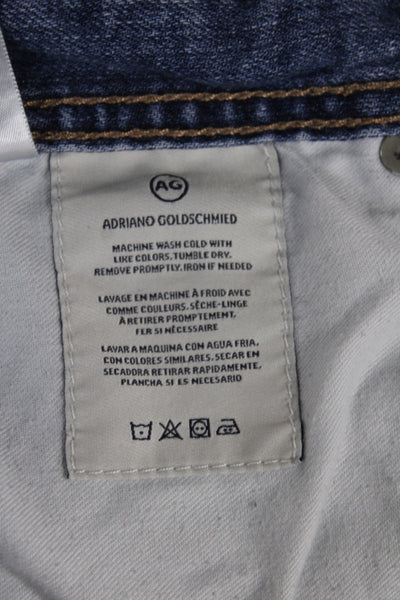 AG Adriano Goldschmied Mens Straight Blue Jeans Cotton Blend Button Size 34