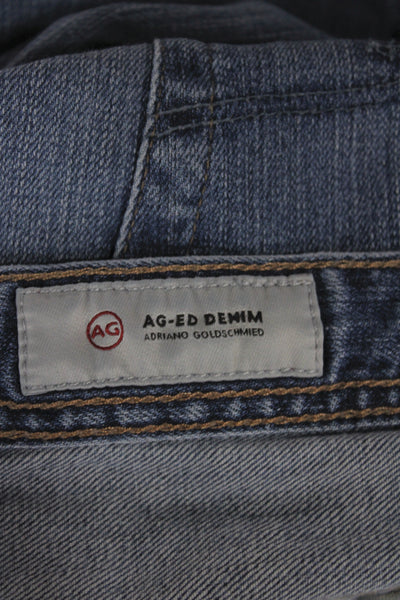 AG Adriano Goldschmied Mens Straight Blue Jeans Cotton Blend Button Size 34