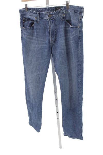 AG Adriano Goldschmied Mens Straight Jeans Blue Cotton Blend Button Size 34