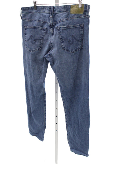 AG Adriano Goldschmied Mens Straight Jeans Blue Cotton Blend Button Size 34
