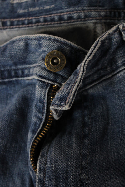 AG Adriano Goldschmied Mens Straight Jeans Blue Cotton Blend Button Size 34