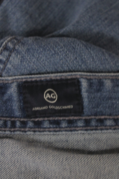 AG Adriano Goldschmied Mens Straight Jeans Blue Cotton Blend Button Size 34