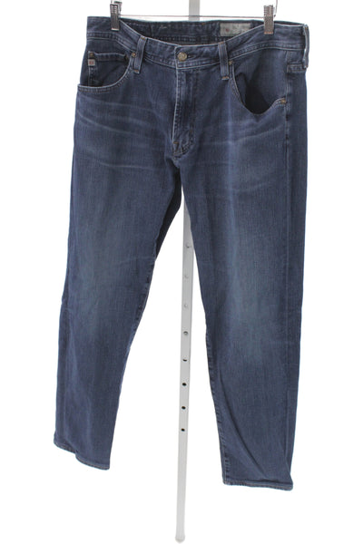 AG Adriano Goldschmied Men's Straight Jeans Blue Cotton Blend Size 34