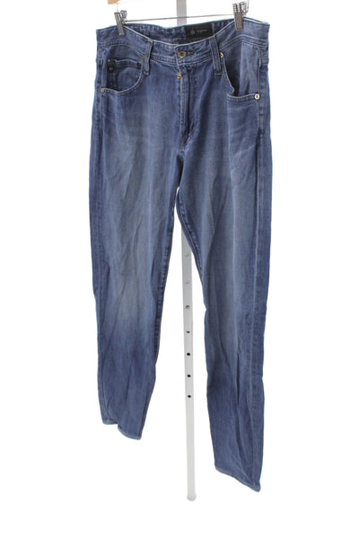 AG Adriano Goldschmied Mens Straight Jeans Blue Cotton Blend Button Size 34