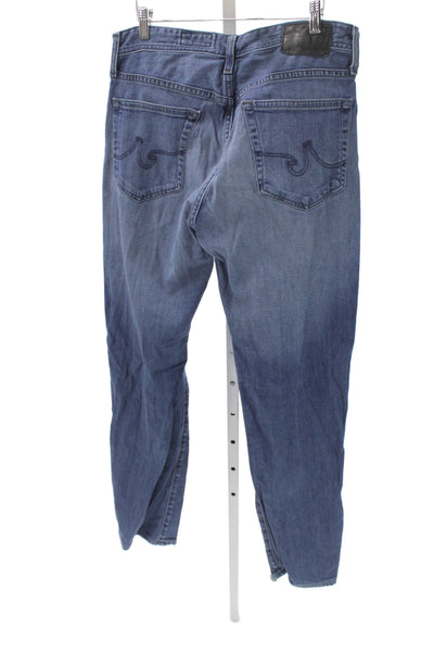 AG Adriano Goldschmied Mens Straight Jeans Blue Cotton Blend Button Size 34