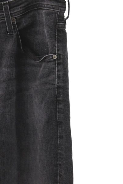 AG Adriano Goldschmied Men Black Straight Jeans Cotton Blend Button Fly Size 34