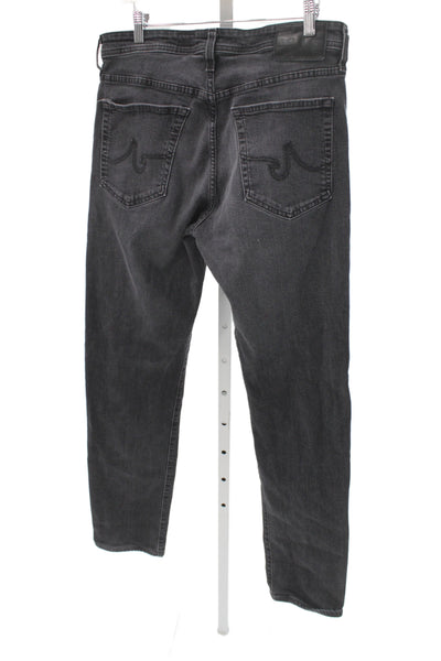AG Adriano Goldschmied Men Black Straight Jeans Cotton Blend Button Fly Size 34