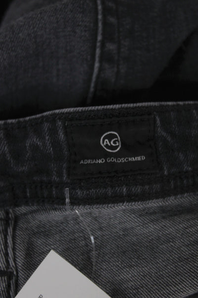 AG Adriano Goldschmied Men Black Straight Jeans Cotton Blend Button Fly Size 34
