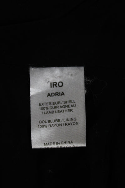 IRO Women Biker Jacket Black Lamb Leather Zip Closure Size 0