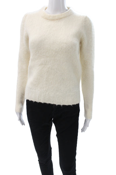 J Crew Women Ivory Alpaca Crew Neck Pullover Long Sleeve Classic Size 2XS