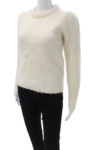 J Crew Women Ivory Alpaca Crew Neck Pullover Long Sleeve Classic Size 2XS