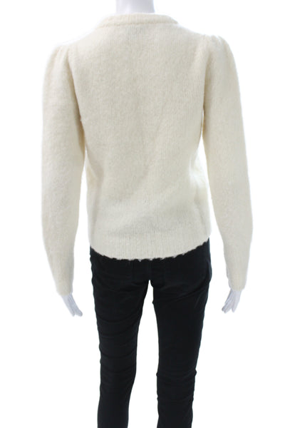 J Crew Women Ivory Alpaca Crew Neck Pullover Long Sleeve Classic Size 2XS