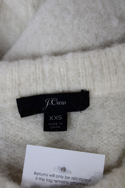 J Crew Women Ivory Alpaca Crew Neck Pullover Long Sleeve Classic Size 2XS