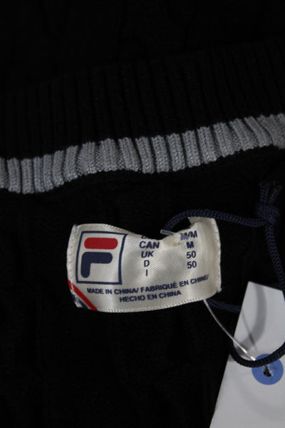Fila Mens Cable Knit V Neck Sweater Vest Black Size M