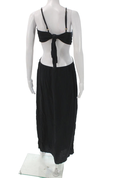 PQ Women Maxi Black Rayon V Neck Sleeveless Full Length Dress Size M