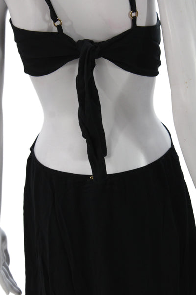 PQ Women Maxi Black Rayon V Neck Sleeveless Full Length Dress Size M