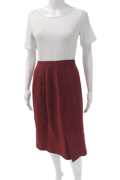 Vestito Collezioni Womens Wool Velvet Trim Blazer Skirt Suit Set Red Size 4