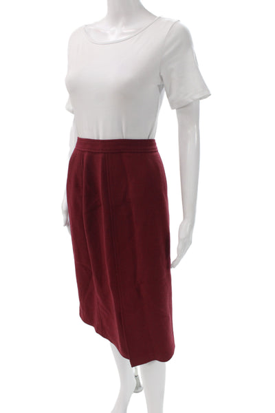 Vestito Collezioni Womens Wool Velvet Trim Blazer Skirt Suit Set Red Size 4