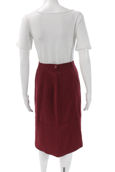 Vestito Collezioni Womens Wool Velvet Trim Blazer Skirt Suit Set Red Size 4