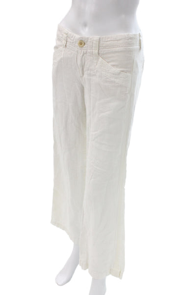 Pilcro Anthropologie Womens Cropped Ivory Linen Pants Size 2