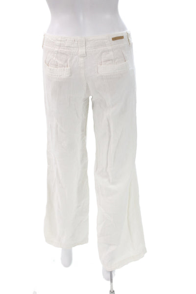 Pilcro Anthropologie Womens Cropped Ivory Linen Pants Size 2