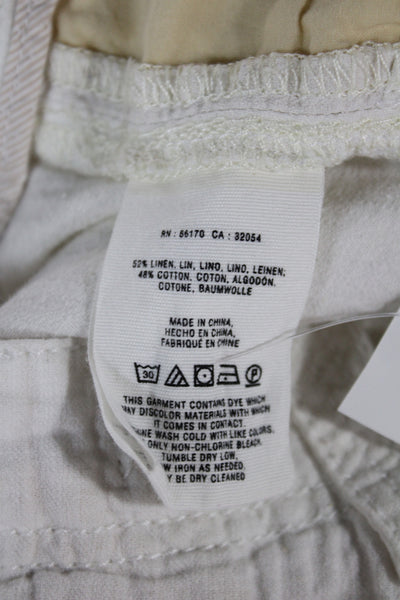 Pilcro Anthropologie Womens Cropped Ivory Linen Pants Size 2