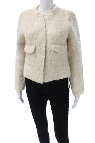 Zara Womens Ivory Basic Jacket Long Sleeve Round Neck Size S