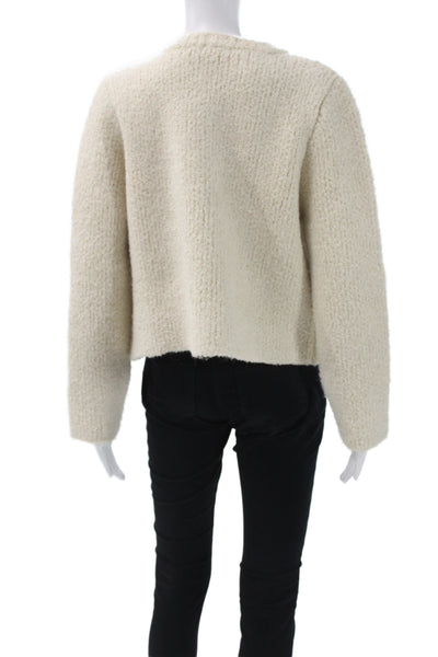 Zara Womens Ivory Basic Jacket Long Sleeve Round Neck Size S