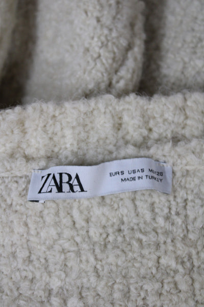 Zara Womens Ivory Basic Jacket Long Sleeve Round Neck Size S