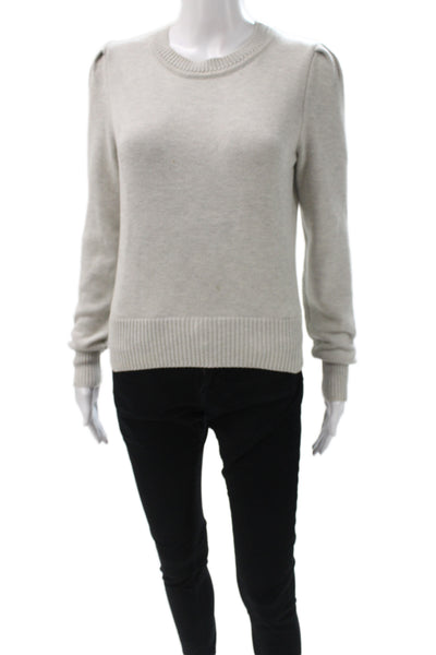 Sundays Women Pullover Beige Cotton Crewneck Long Sleeve Size S