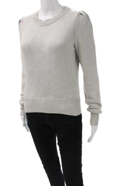 Sundays Women Pullover Beige Cotton Crewneck Long Sleeve Size S