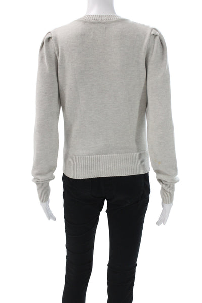 Sundays Women Pullover Beige Cotton Crewneck Long Sleeve Size S