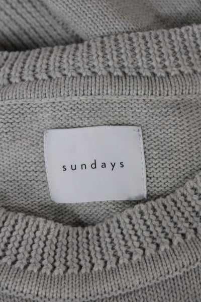 Sundays Women Pullover Beige Cotton Crewneck Long Sleeve Size S