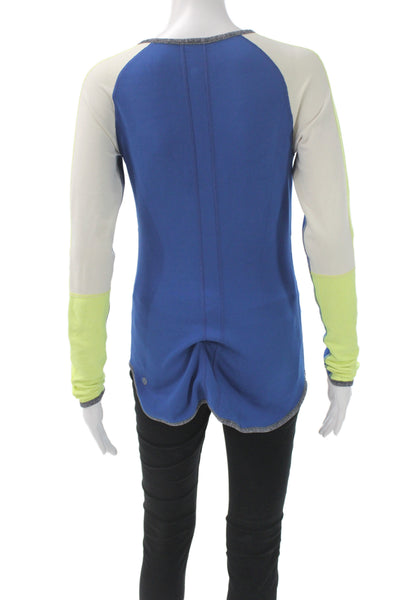 Lululemon Women Blue Scoop Neck Long Sleeve Pullover Colorblock Size 6