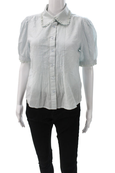 sundays by wearesundays Women Collared Cotton Short Sleeve Blouse Size S