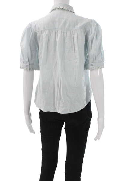 sundays by wearesundays Women Collared Cotton Short Sleeve Blouse Size S