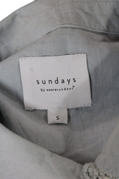 sundays by wearesundays Women Collared Cotton Short Sleeve Blouse Size S
