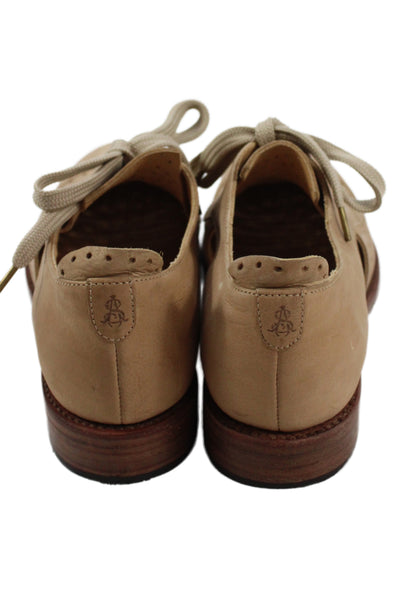 Angela Scott Womens Cut Out Perforated Leather Oxfords Brown Size 37.5