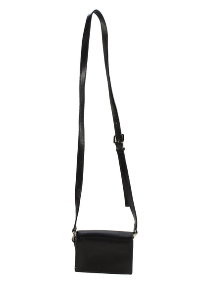 Kate Spade New York Womens Single Strap Camera Crossbody Handbag Black Leather